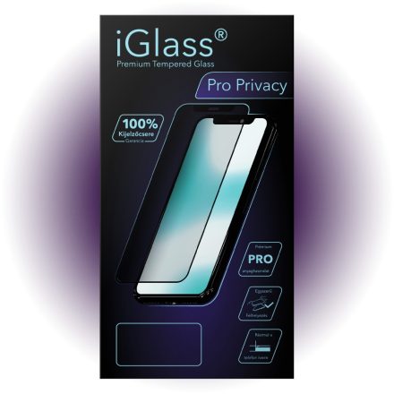 IGLASS PRIVACY PRO teljeskijelzős üvegfólia- Iphone 13 Pro Max. Iphone 14 Plus 